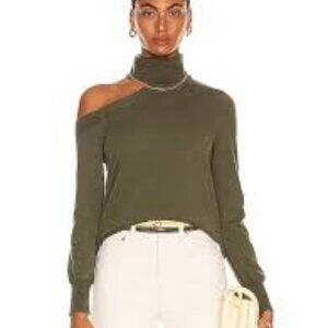 L'Agence Easton One Shoulder Sweater in Army